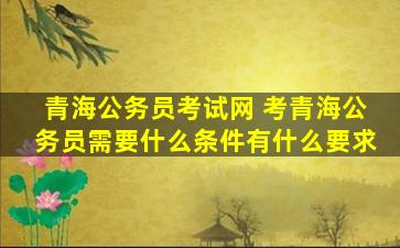 青海公务员考试网 考青海公务员需要什么条件有什么要求